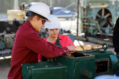 students working on equipment